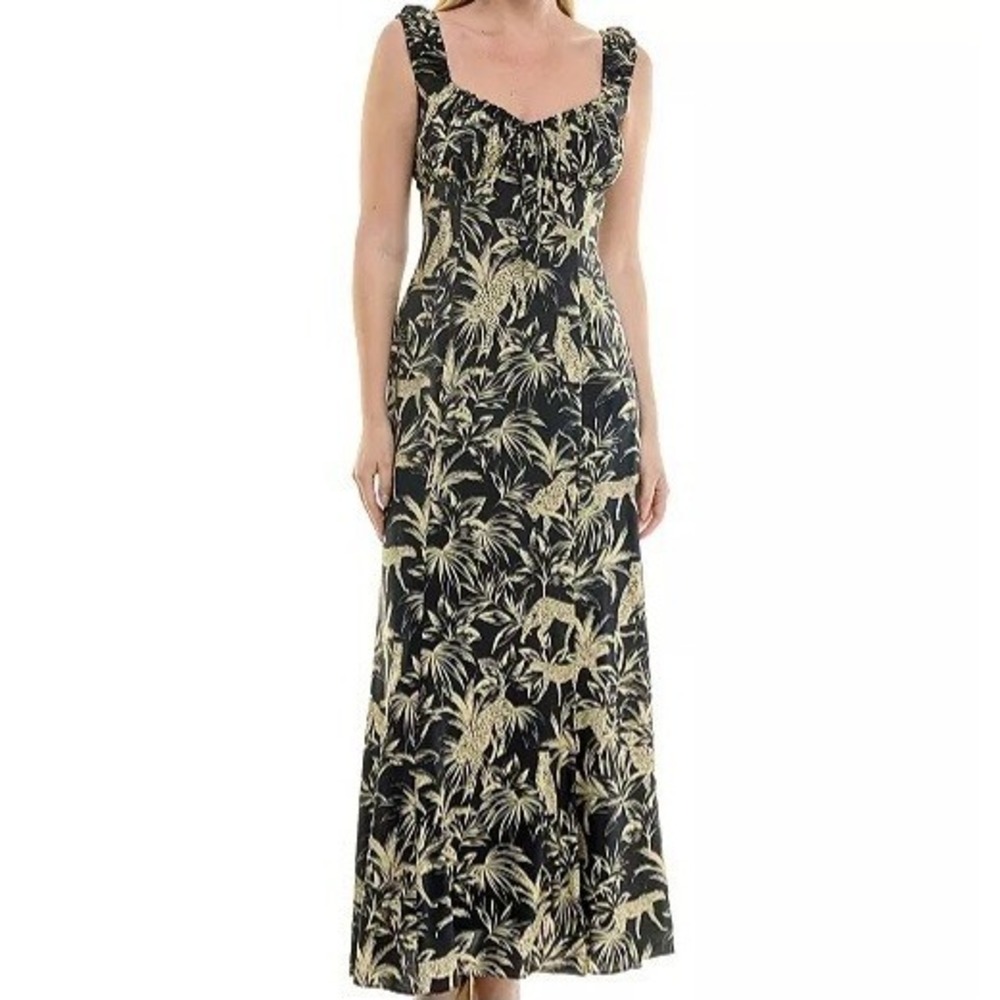 Taylor Sleeveless Fit & Flare Black Moccasin Long Dress Boho Womens Size 10 NWT